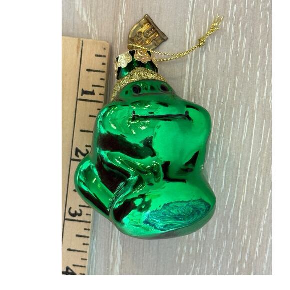 Christmas Ornament Hand Blown Glass Green Frog Thomas Pacconi Classics 2003 Xmas - Picture 10 of 11